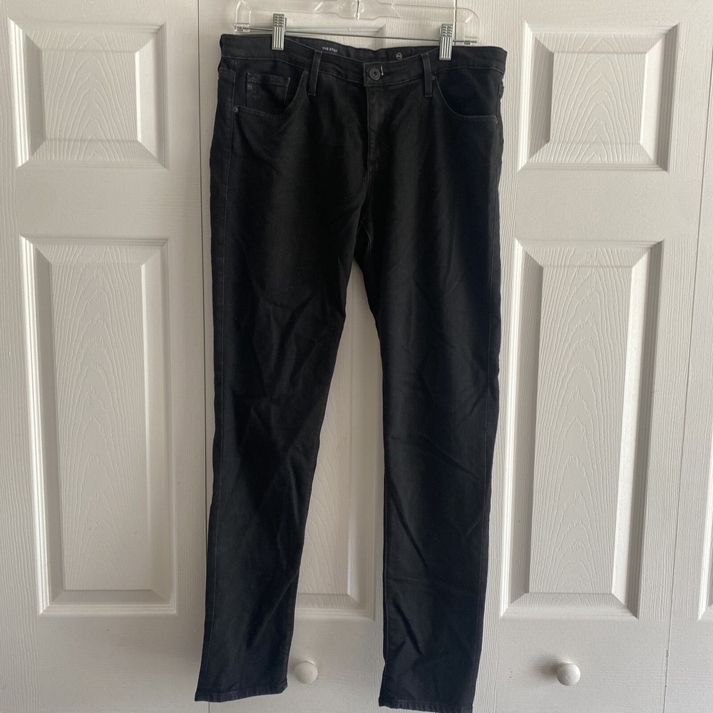 AG Adriano Goldschmied The Stilt Cigarette Jeans Womens 32 Black Slim Dark Sleek